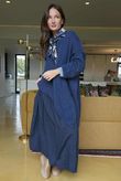 Paloma Bubble Hem Midi Skirt Navy